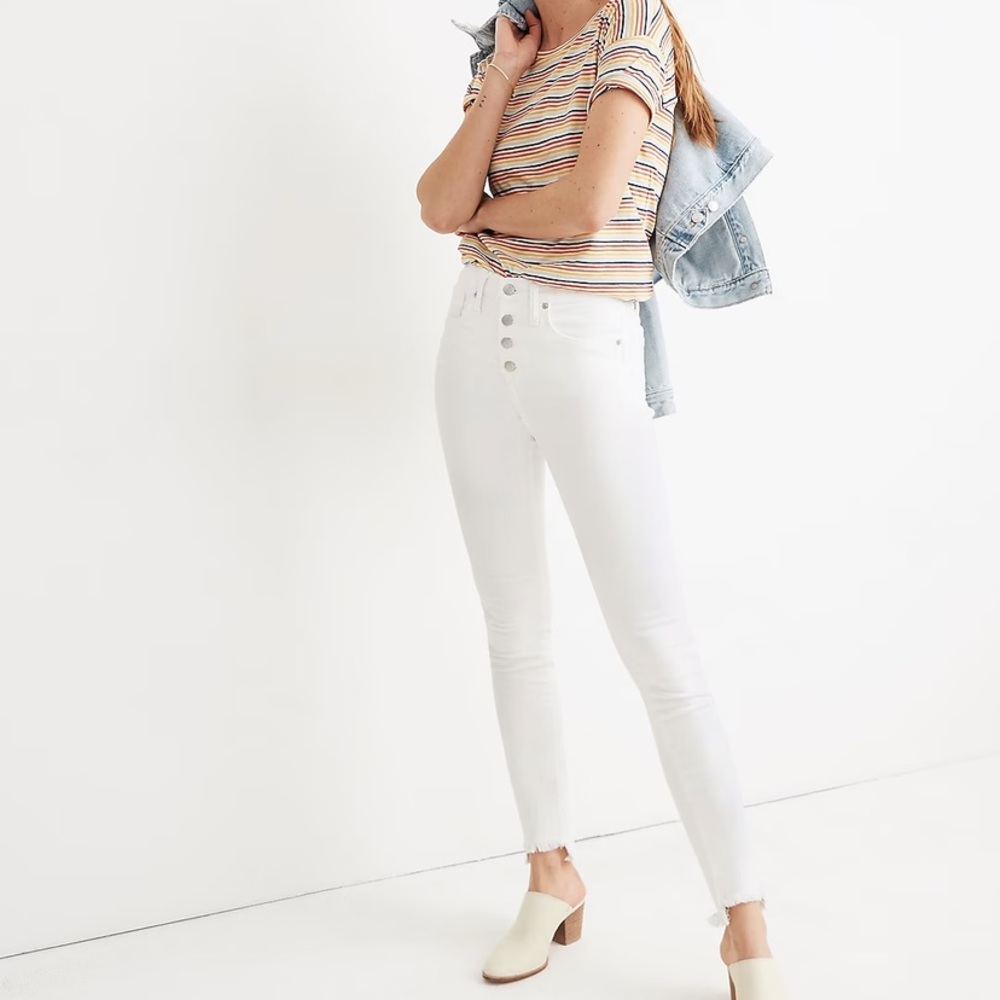 Madewell 10” High-Rise Skinny Jeans White Cropped 27